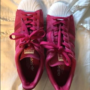 Pink/Magenta Adidas Superstars